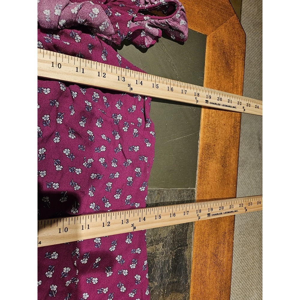 Loft Womans Long Burgundy Floral Dress Sz 10 Bloomcore Cottagecore - Picture 13 of 13